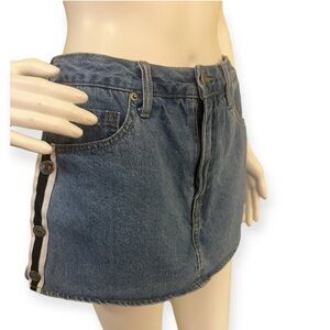 Denim Mini Skirt with Button Detail